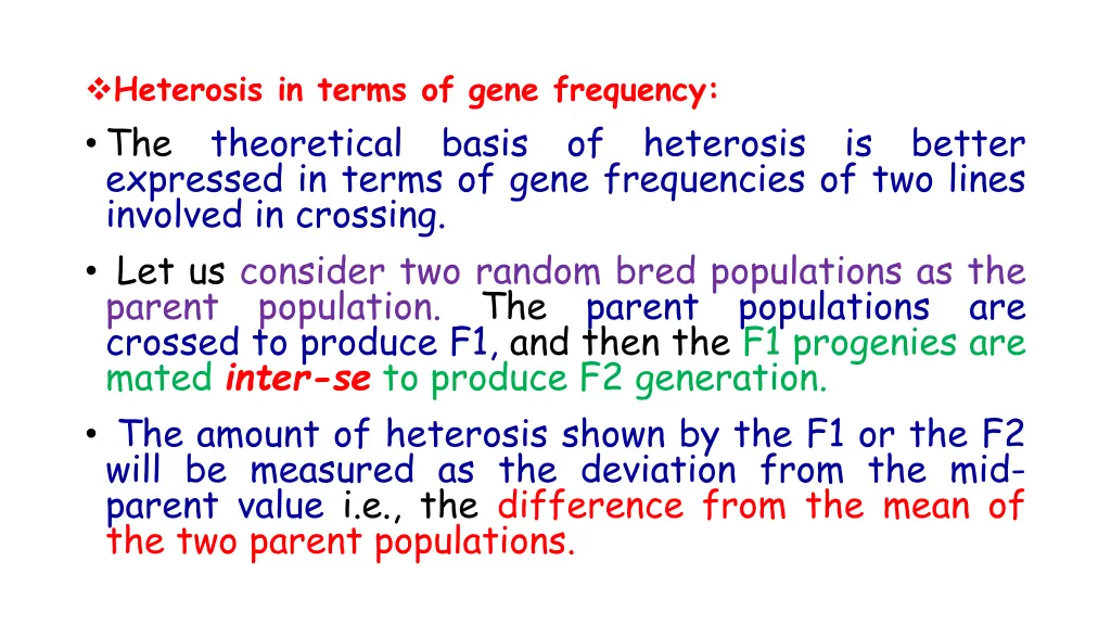 heterosis in terms of gene frequency