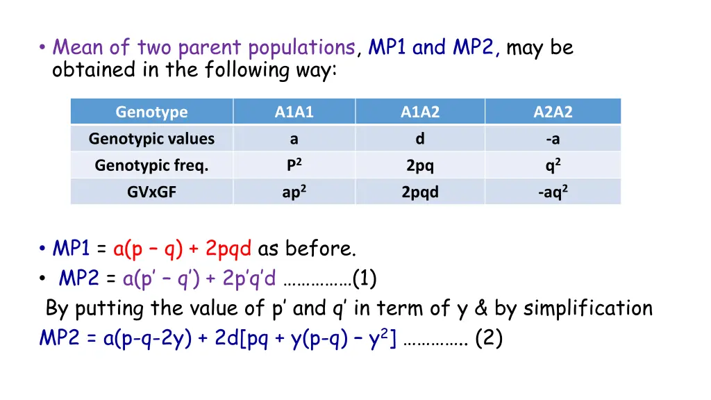 mean of two parent populations