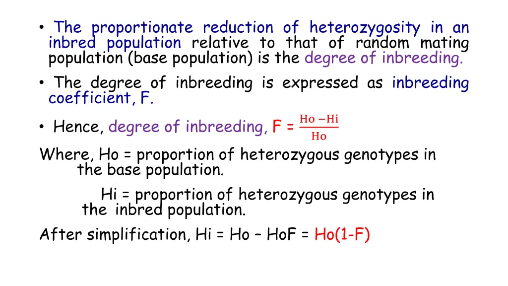 the proportionate reduction of heterozygosity