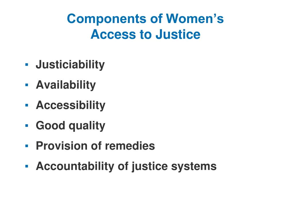 components of women s access to justice