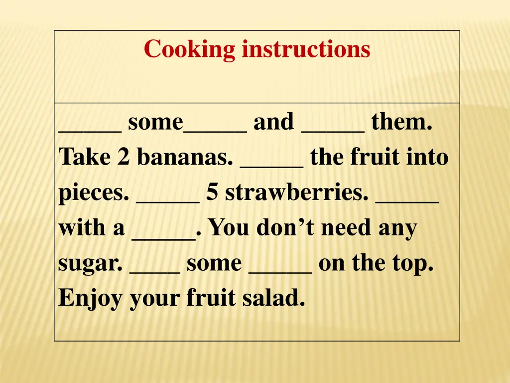 cooking instructions