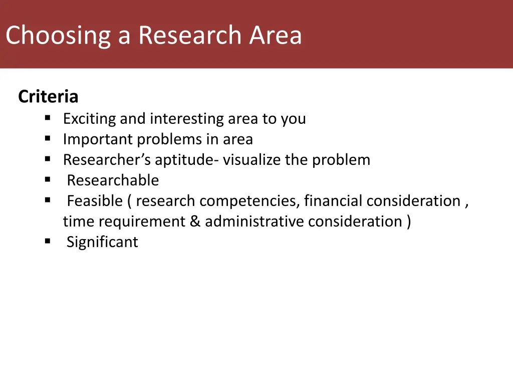 choosing a research area