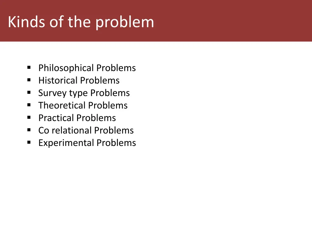 kinds of the problem