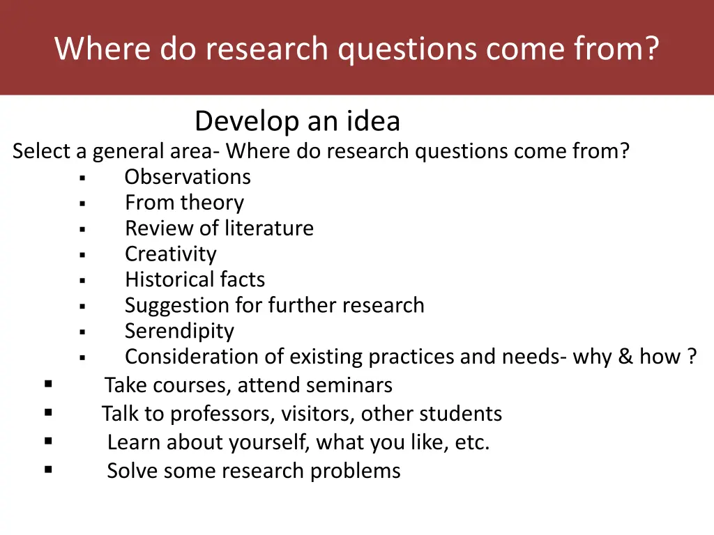 where do research questions come from