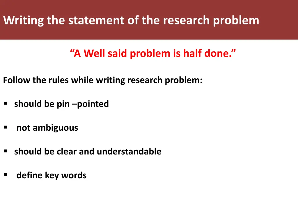 writing the statement of the research problem