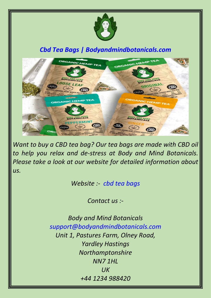 cbd tea bags bodyandmindbotanicals com