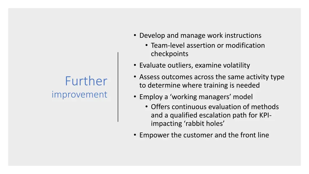 develop and manage work instructions team level