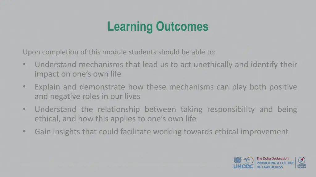 learning outcomes