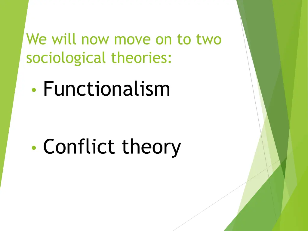 we will now move on to two sociological theories