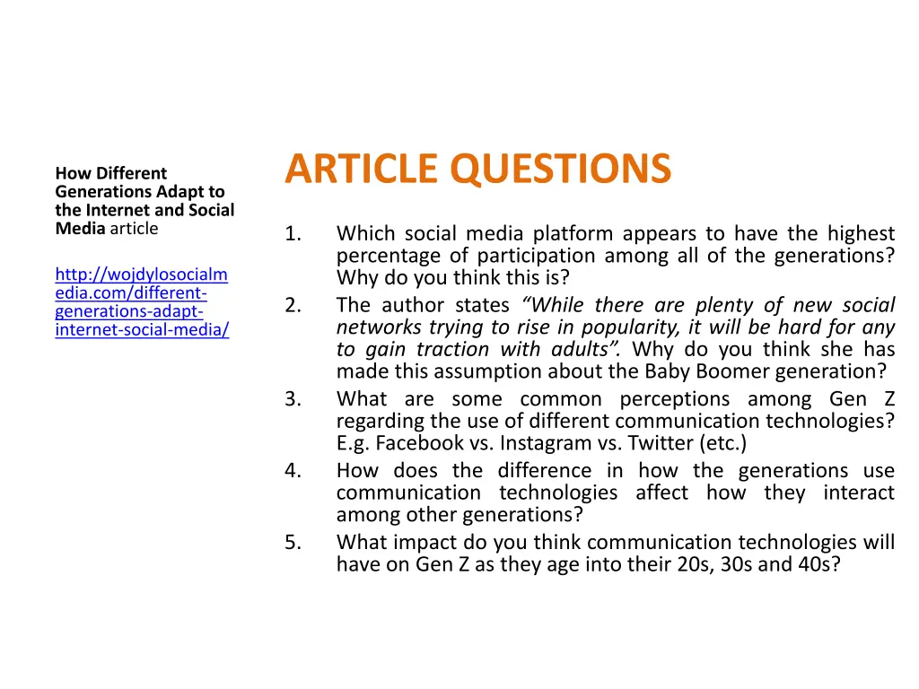 article questions