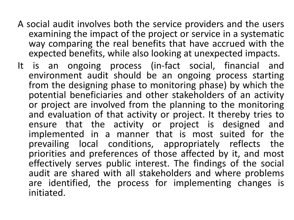 a social audit involves both the service