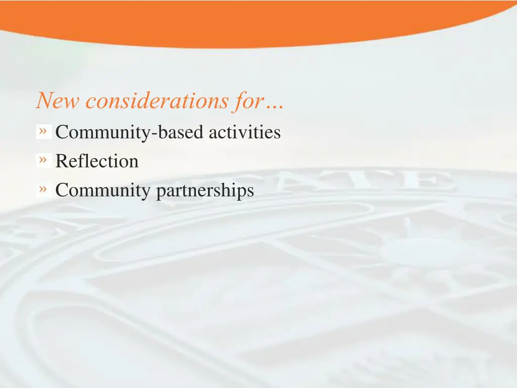 new considerations for community based activities