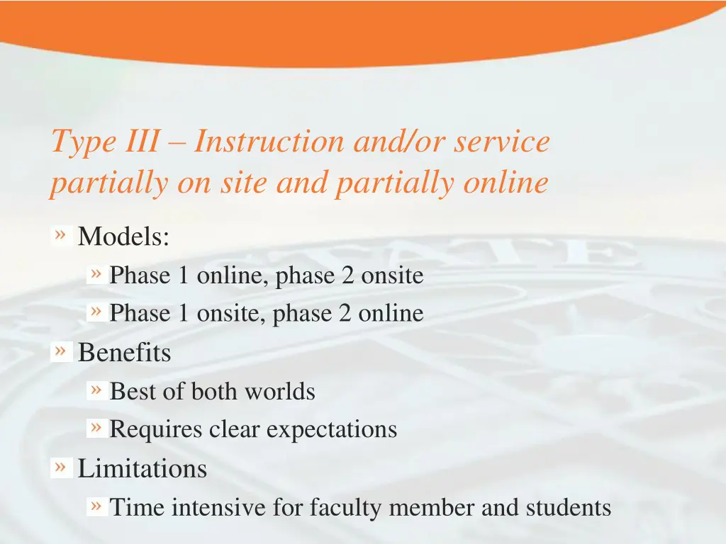 type iii instruction and or service partially