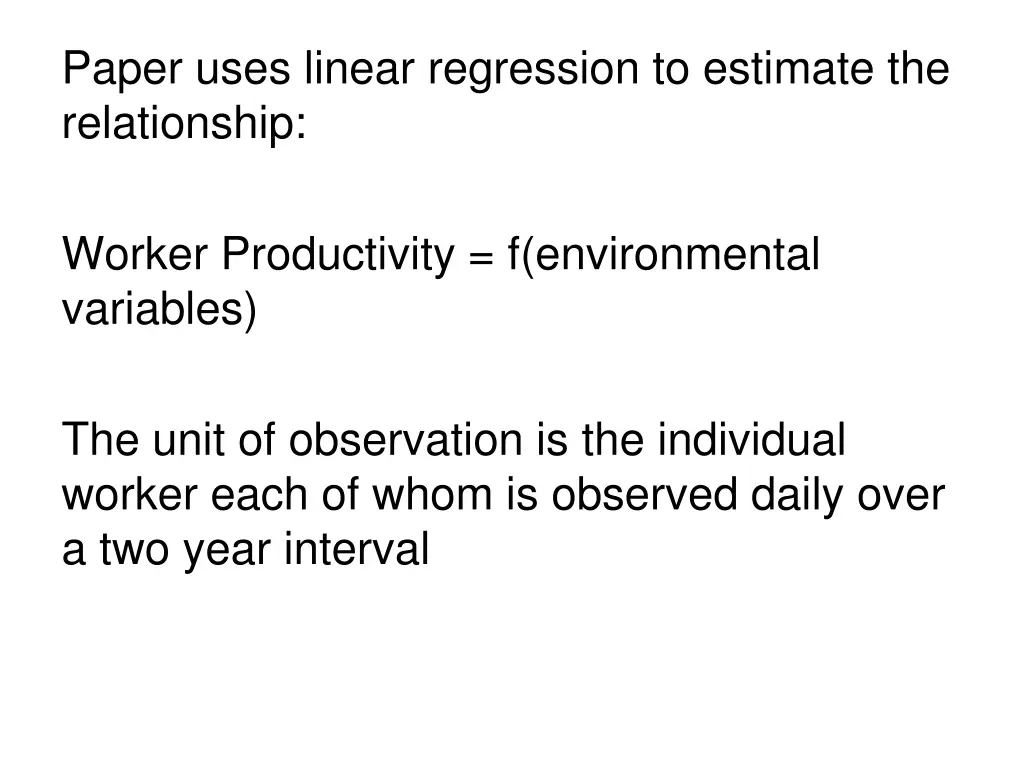 paper uses linear regression to estimate