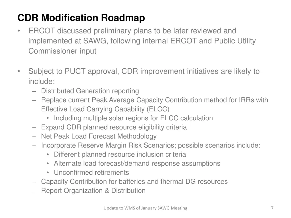 cdr modification roadmap ercot discussed