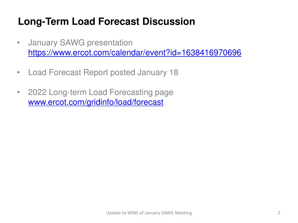 long term load forecast discussion