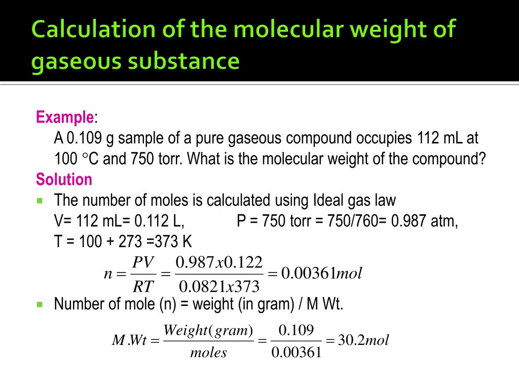 example a 0 109 g sample of a pure gaseous