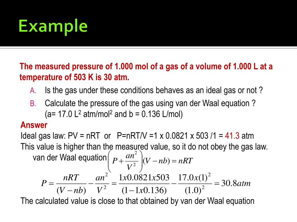 the measured pressure