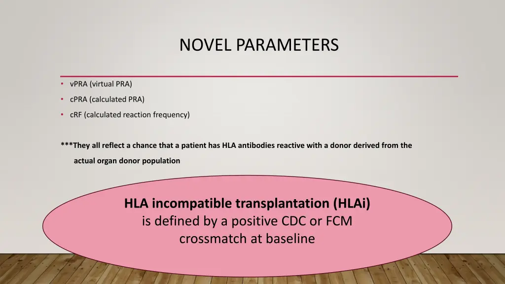 novel parameters