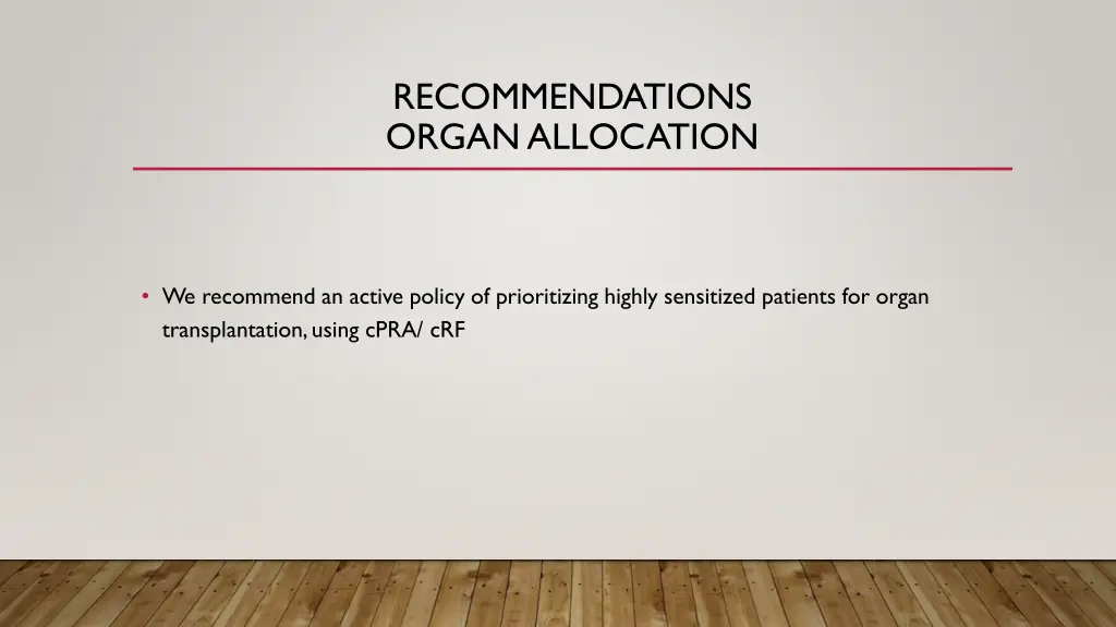 recommendations organ allocation