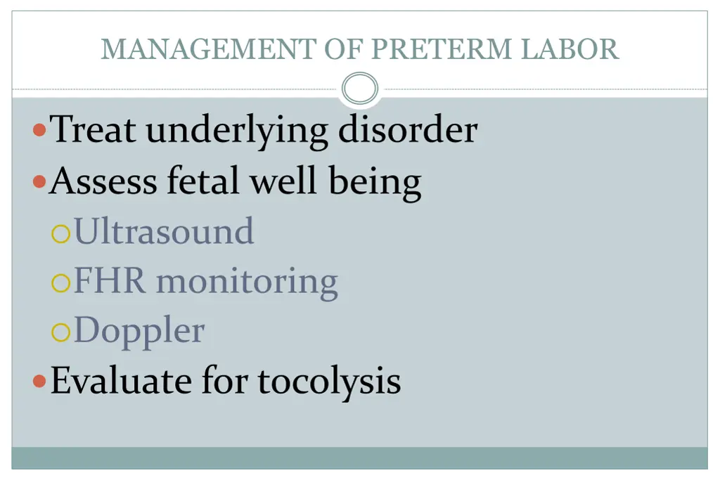 management of preterm labor