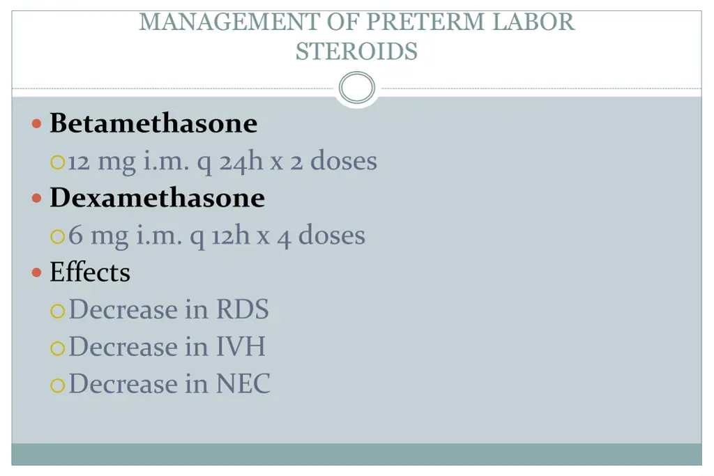 management of preterm labor steroids