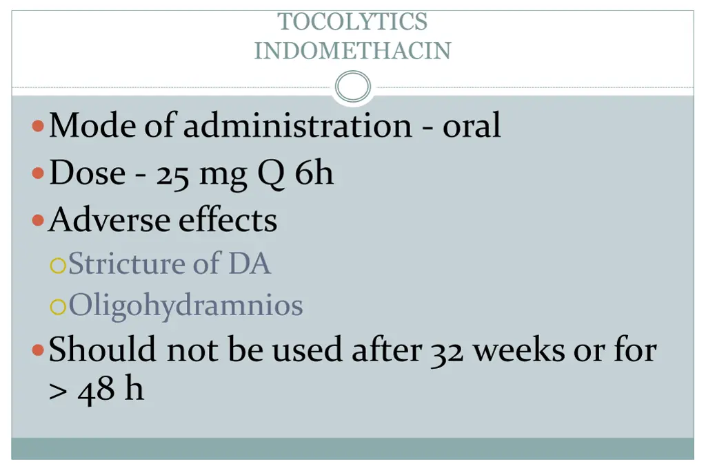 tocolytics indomethacin