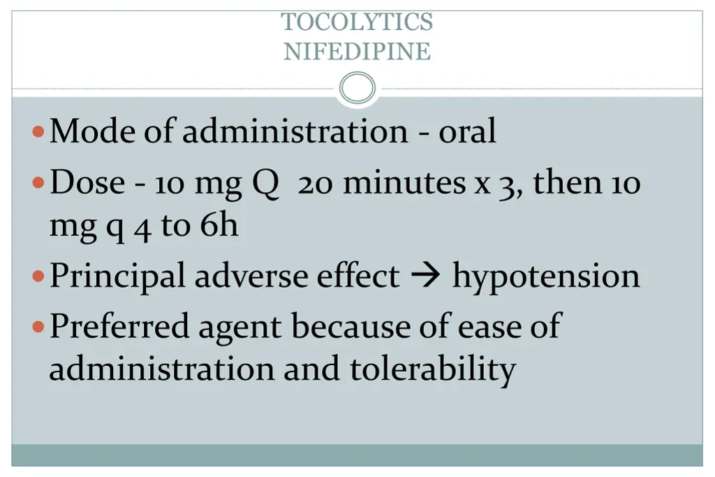 tocolytics nifedipine