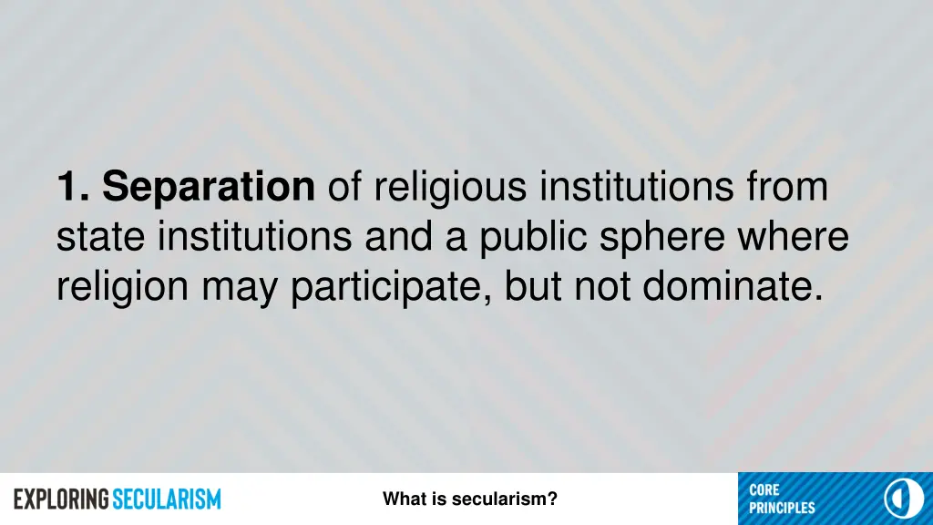 1 separation of religious institutions from state