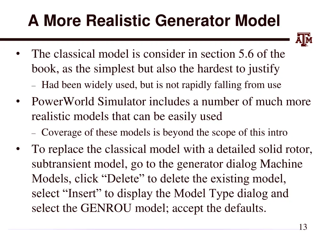 a more realistic generator model