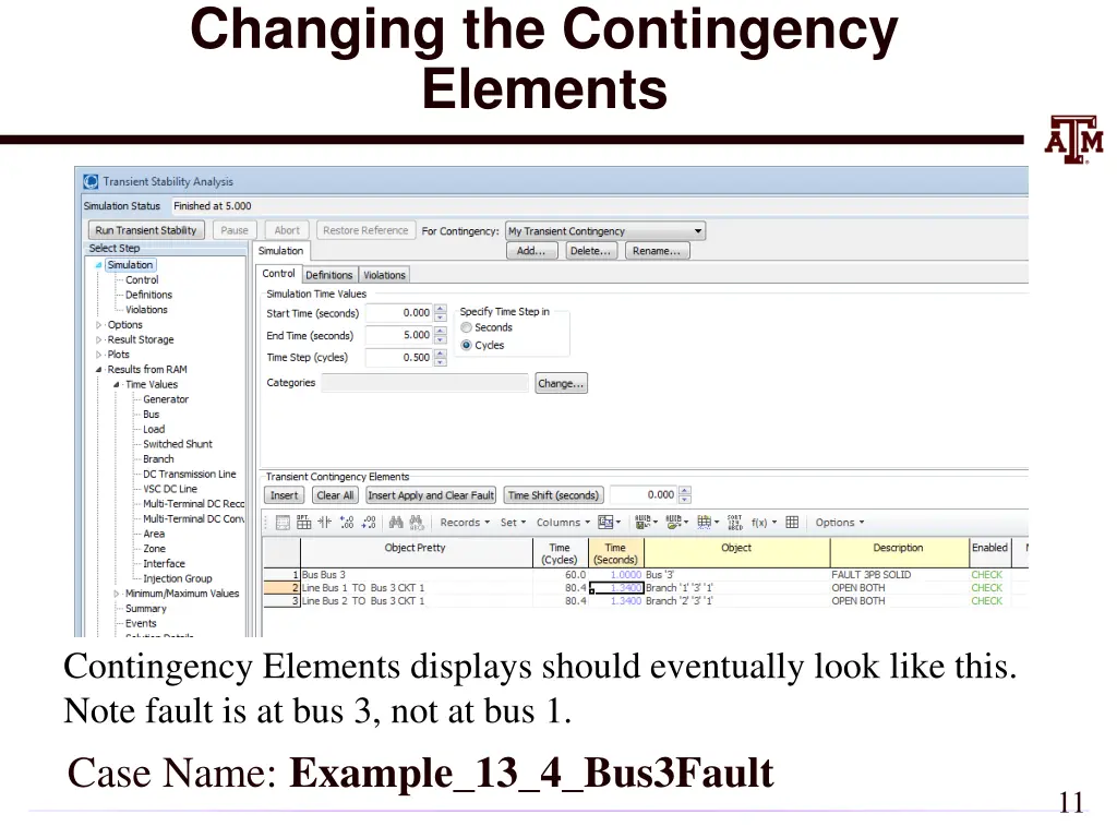 changing the contingency elements 1