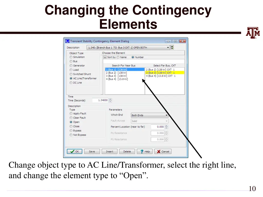 changing the contingency elements