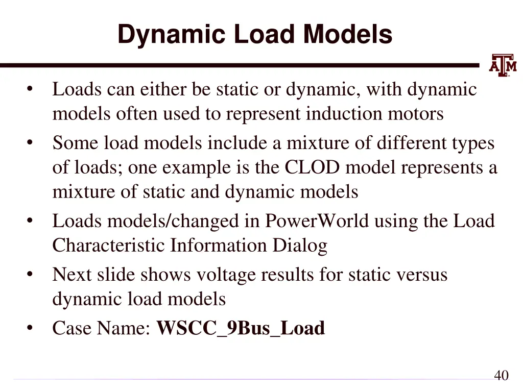 dynamic load models