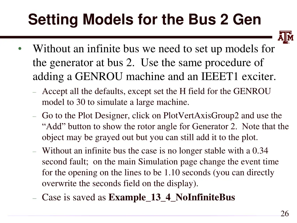 setting models for the bus 2 gen