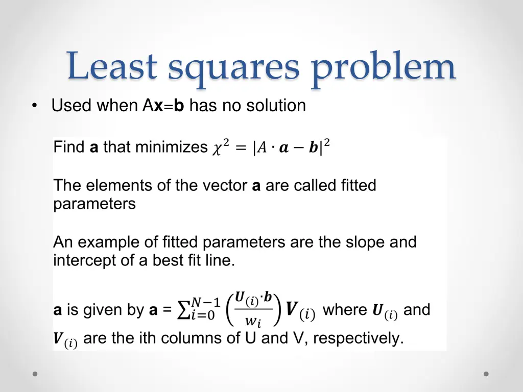 least squares problem used when