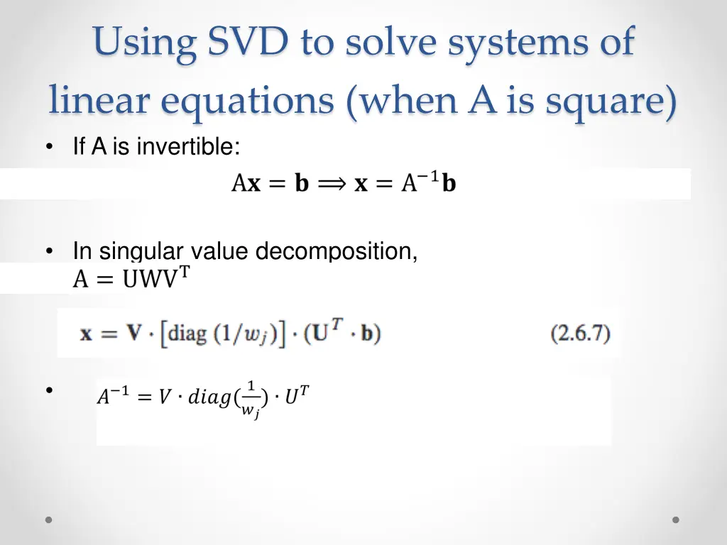 using svd to solve systems of linear equations