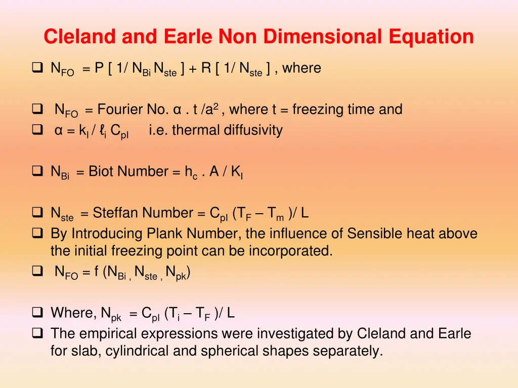 cleland and earle non dimensional equation