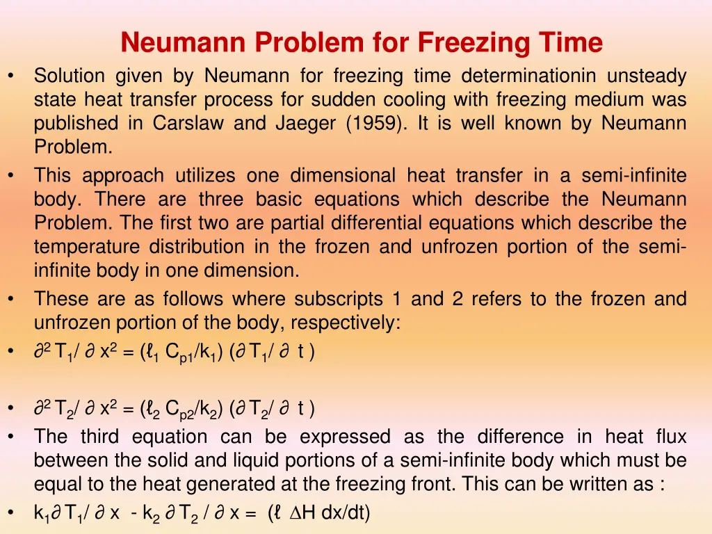 neumann problem for freezing time solution given