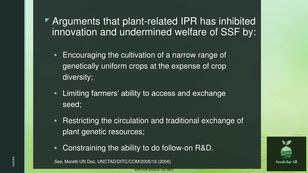 arguments that plant related ipr has inhibited