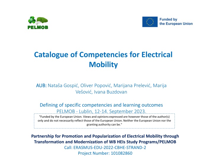 catalogue of competencies for electrical mobility