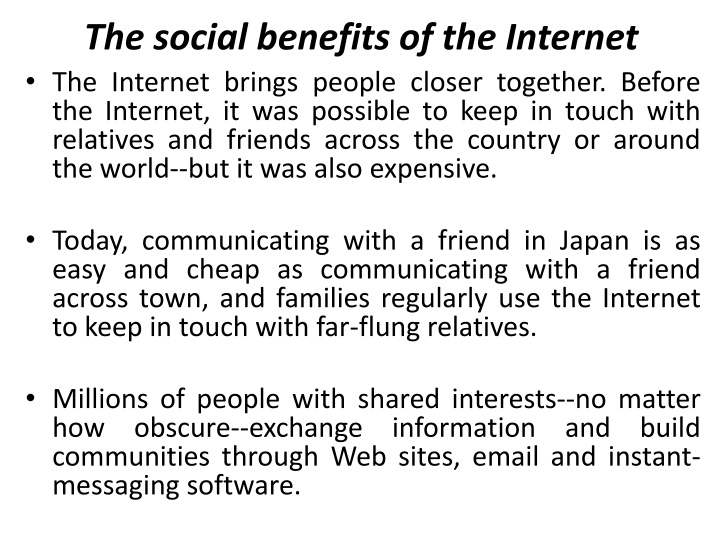 the social benefits of the internet