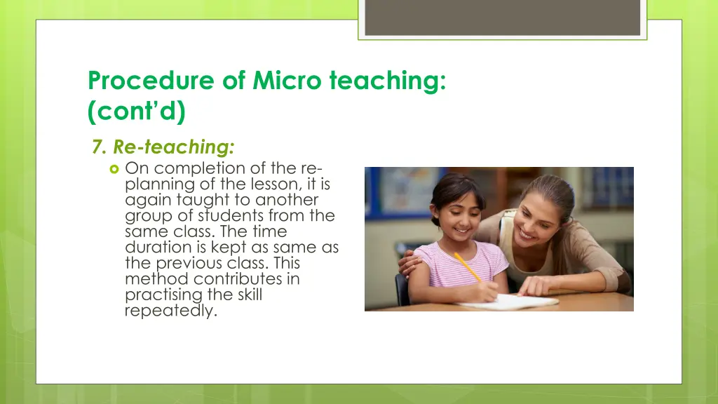 procedure of micro teaching cont d 7 re teaching