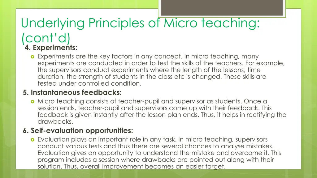 underlying principles of micro teaching cont