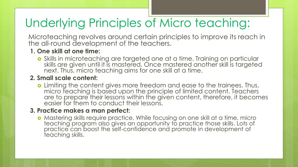 underlying principles of micro teaching