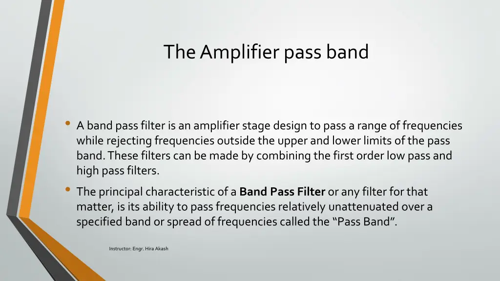 the amplifier pass band