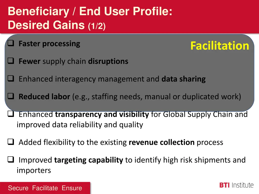 beneficiary end user profile desired gains 1 2 1