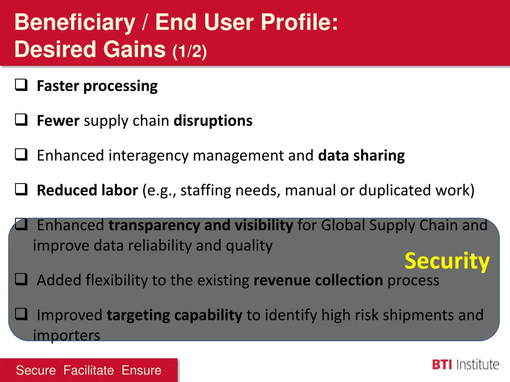 beneficiary end user profile desired gains 1 2 2