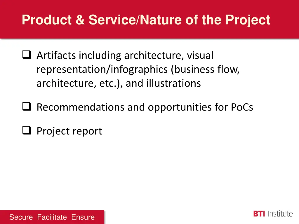 product service nature of the project