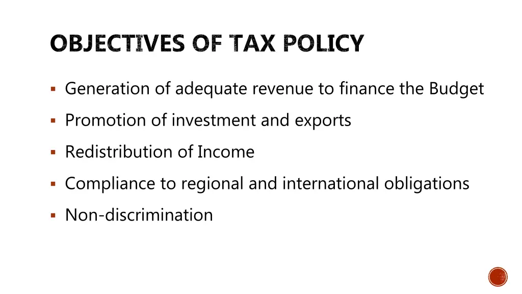 objectives of tax policy