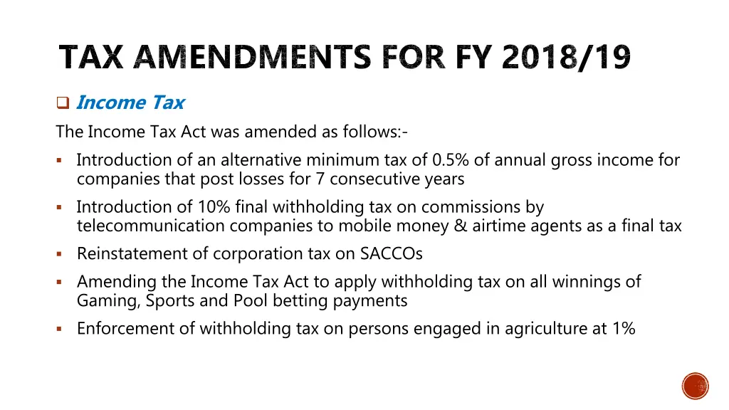 tax amendments for fy 2018 19